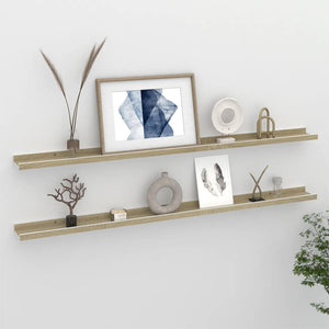 vidaXL Wall Shelves 2 pcs White and Sonoma Oak 115x9x3 cm