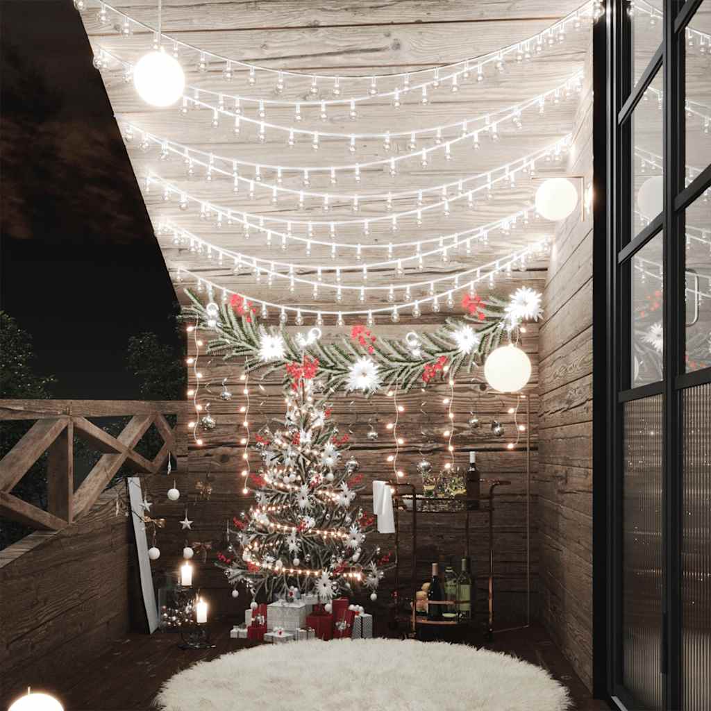 vidaXL Globe Fairy String Lights 20m 200 LED Cold White 8 Function