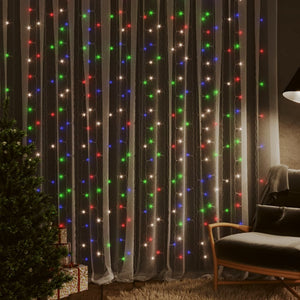 vidaXL LED Curtain Fairy Lights 3x3m 300 LED Colourful 8 Function