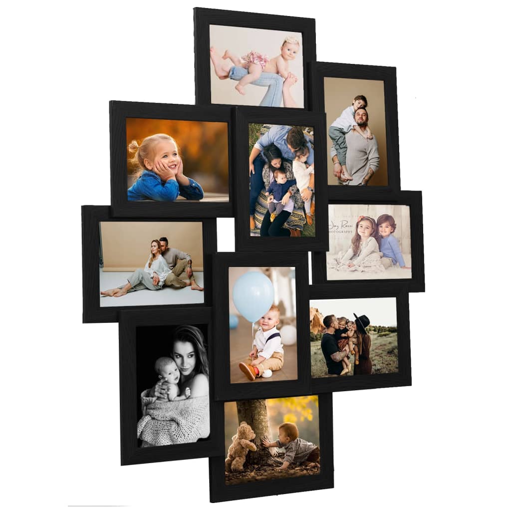 vidaXL Collage Photo Frame for 10x(10x15 cm) Picture Black MDF