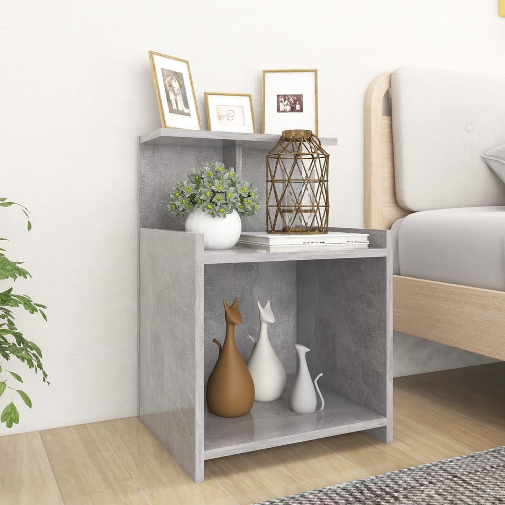 vidaXL Bed Cabinet Concrete Grey 40x35x60 cm Engineered Wood