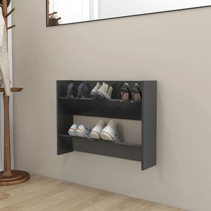 vidaXL Wall Shoe Cabinet Grey 80x18x60 cm Engineered Wood