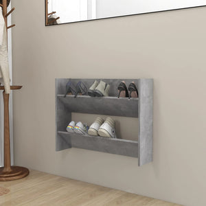 vidaXL Wall Shoe Cabinet Concrete Grey 80x18x60 cm Engineered Wood