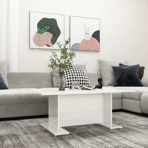 vidaXL Coffee Table High Gloss White 103.5x60x40 cm Engineered Wood