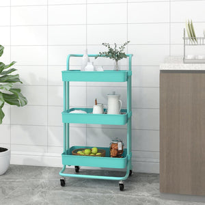 vidaXL 3-Tier Kitchen Trolley Turquoise 42x35x85 cm Iron and ABS