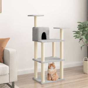 vidaXL Cat Tree with Sisal Scratching Posts Light Grey 118.5 cm