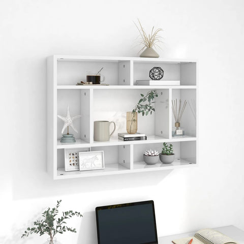 vidaXL Wall Shelf High Gloss White 75x16x55 cm Engineered Wood