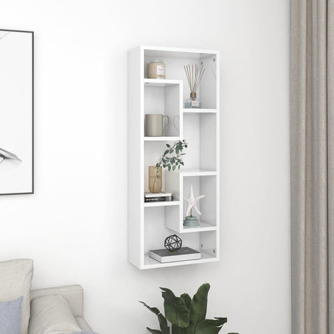 vidaXL Wall Shelf High Gloss White 36x16x90 cm Engineered Wood