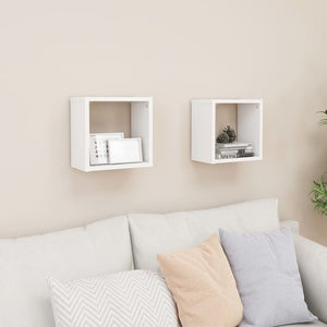 vidaXL Wall Cube Shelves 2 pcs White 26x15x26 cm