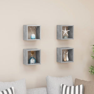 vidaXL Wall Cube Shelves 4 pcs Concrete Grey 22x15x22 cm