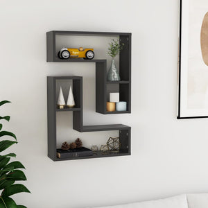 vidaXL Wall Shelf 2 pcs Grey 50x15x50 cm Engineered Wood