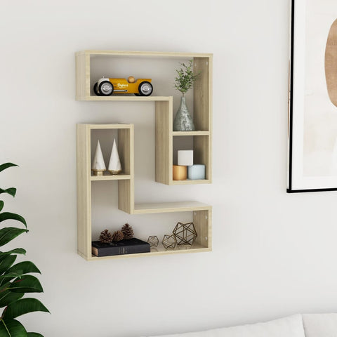 vidaXL Wall Shelf 2 pcs Sonoma Oak 50x15x50 cm Engineered Wood