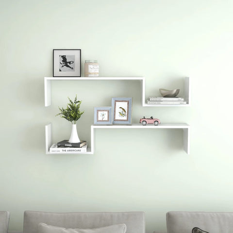 vidaXL Wall Shelf 2 pcs High Gloss White 100x15x20 cm Engineered Wood