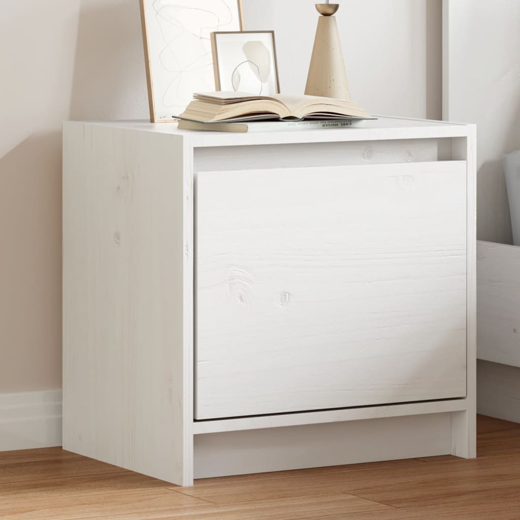 vidaXL Bedside Cabinet White 40x30.5x40 cm Solid Pinewood