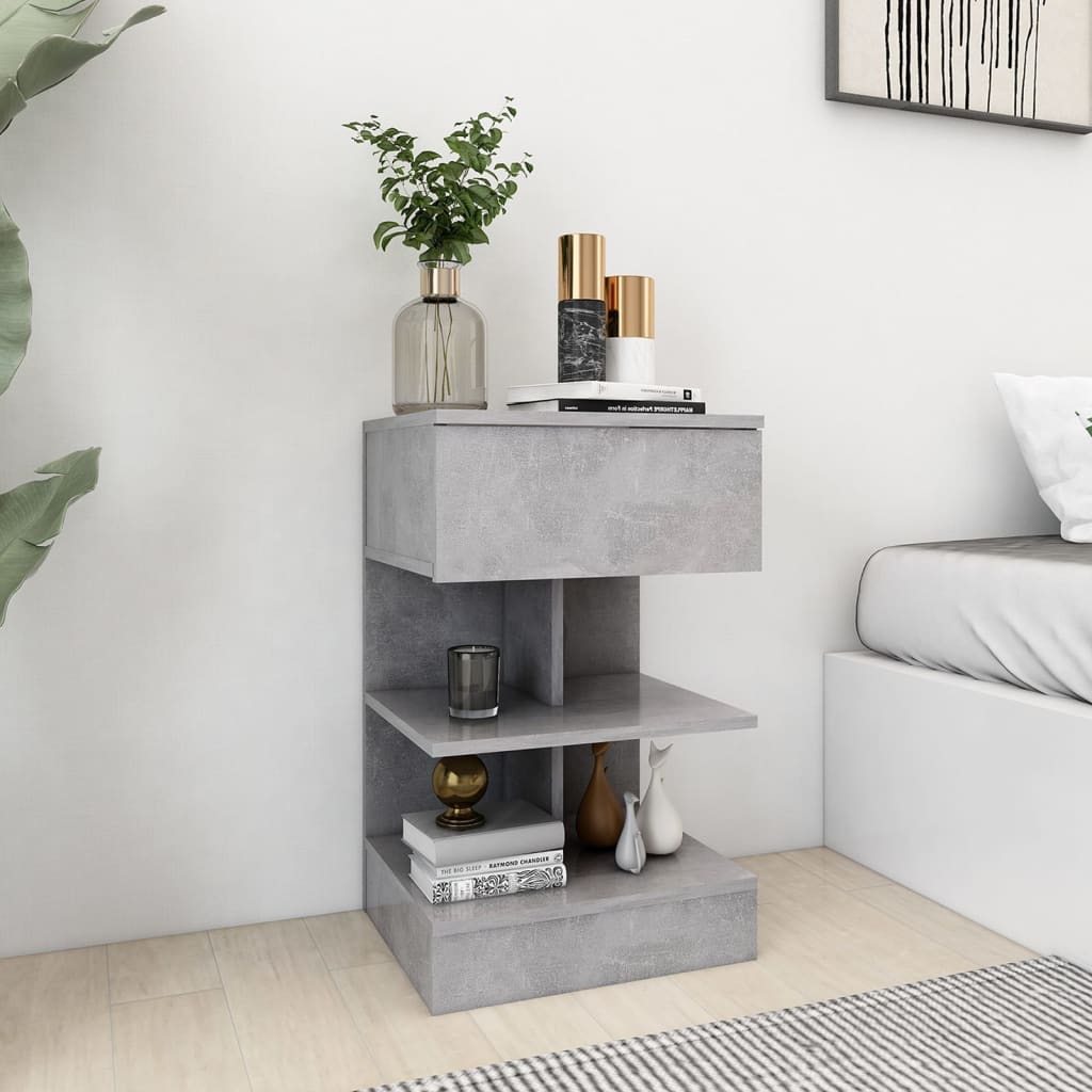 vidaXL Bedside Cabinet Concrete Grey 40x35x65 cm Engineered Wood