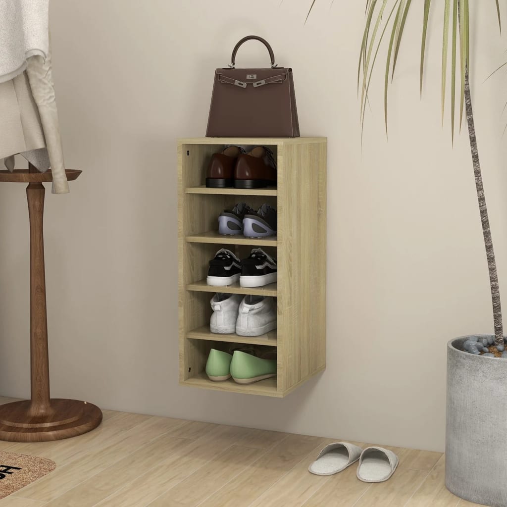 vidaXL Shoe Cabinet Sonoma Oak 31.5x35x70 cm Engineered Wood