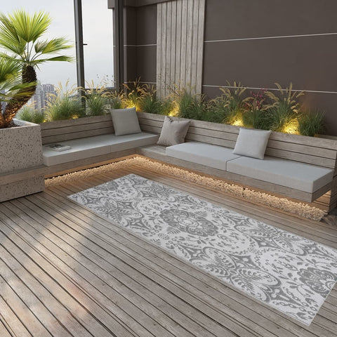 vidaXL Outdoor Rug Light Grey 80x250 cm PP