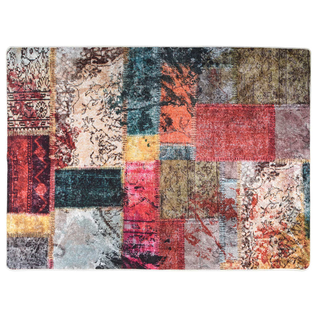 vidaXL Rug Washable Patchwork 120x180 cm Multicolour Anti Slip