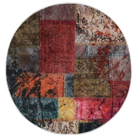 vidaXL Rug Washable Patchwork Ø?120 cm Multicolour Anti Slip