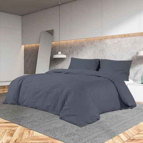 vidaXL Duvet Cover Set Anthracite 240x220 cm Cotton