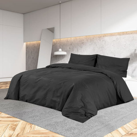 vidaXL Duvet Cover Set Black 260x220 cm Cotton