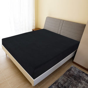 vidaXL Jersey Fitted Sheet Black 180x200 cm Cotton