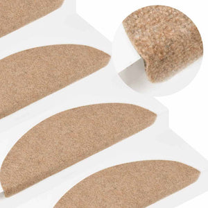 vidaXL Stair Mats Self-adhesive 15 pcs 56x17x3 cm Beige