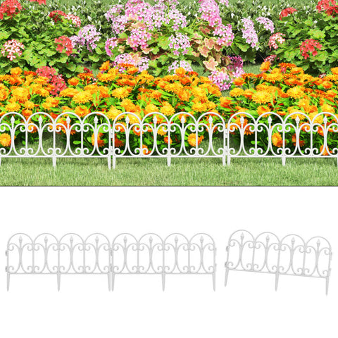 vidaXL Lawn Edgings 17 pcs White 10 m PP