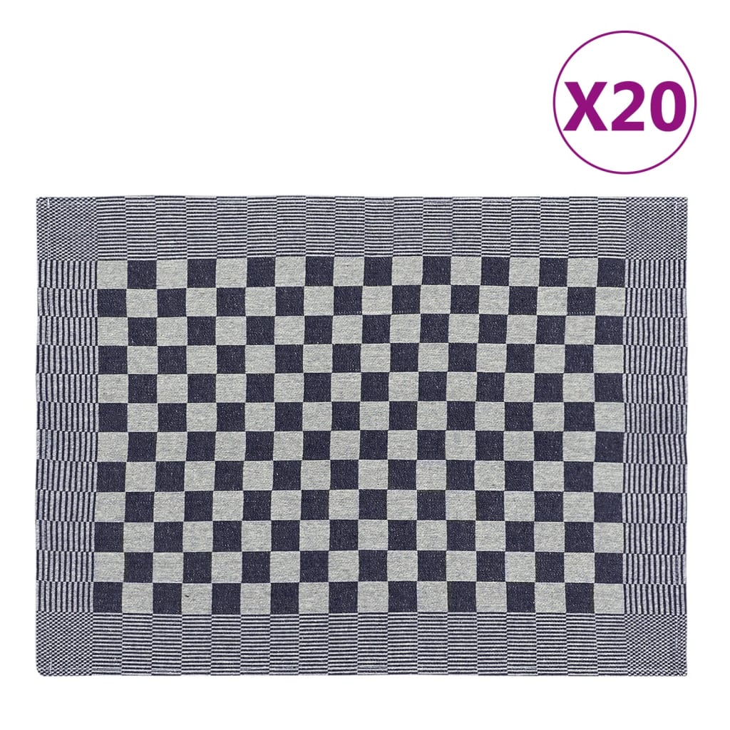 vidaXL Kitchen Towels 20 pcs Blue and White 50x70 cm Cotton