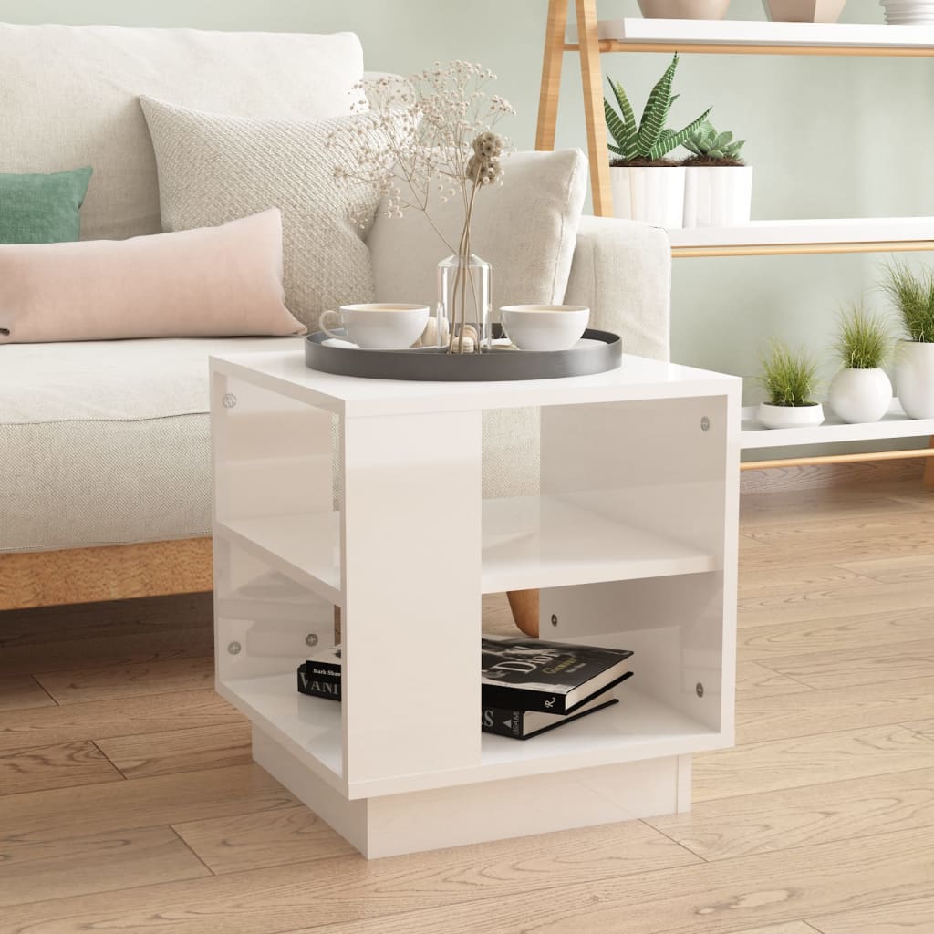 vidaXL Coffee Table High Gloss White 40x40x43 cm Engineered Wood