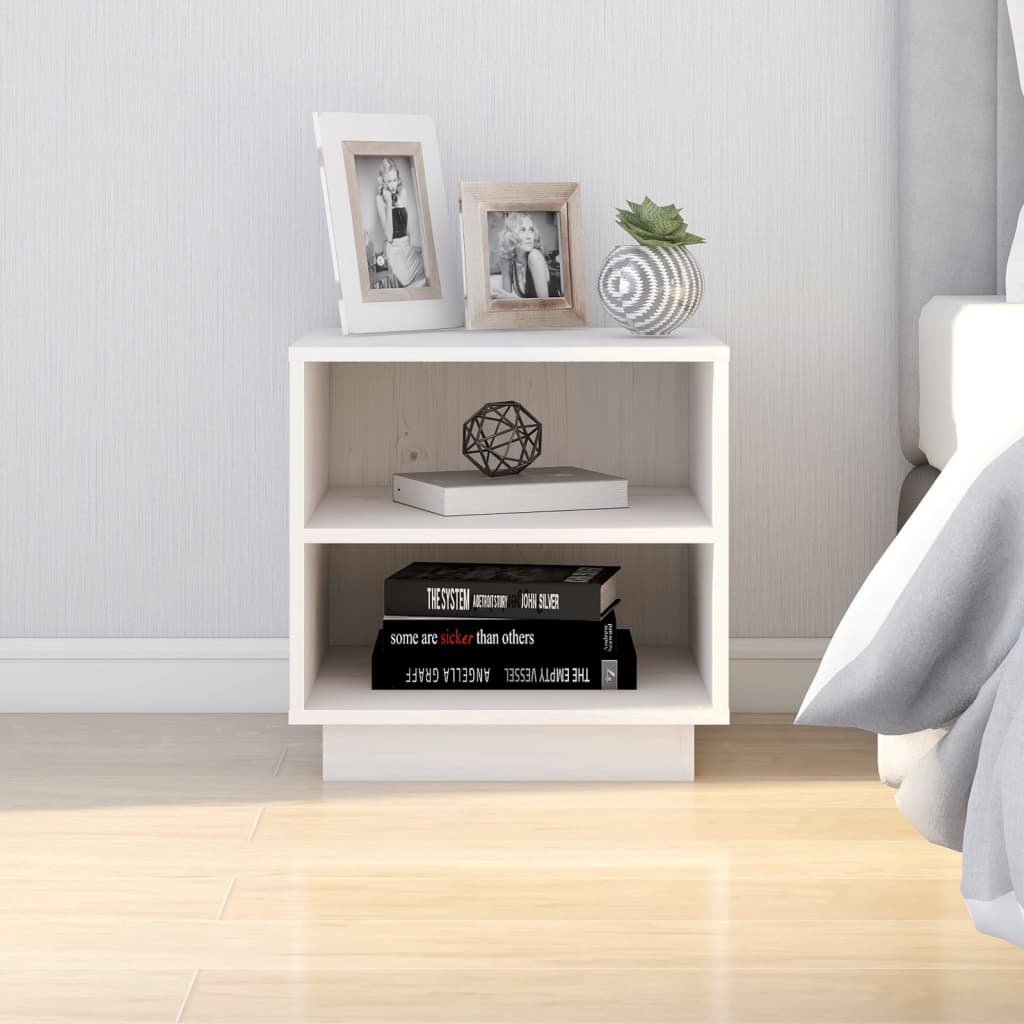 vidaXL Bedside Cabinet White 40x34x40 cm Solid Wood Pine