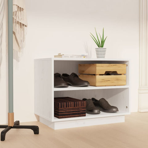 vidaXL Shoe Cabinet White 60x34x45 cm Solid Wood Pine