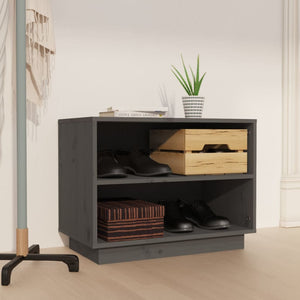 vidaXL Shoe Cabinet Grey 60x34x45 cm Solid Wood Pine