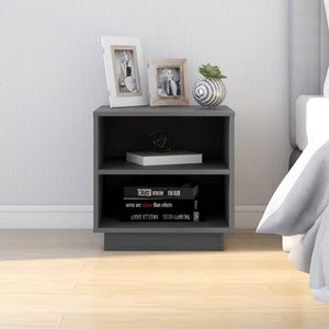 vidaXL Bedside Cabinet Grey 40x34x40 cm Solid Wood Pine