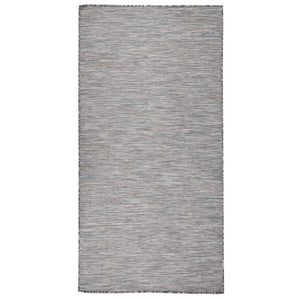 vidaXL Outdoor Flatweave Rug 100x200 cm Brown and Blue