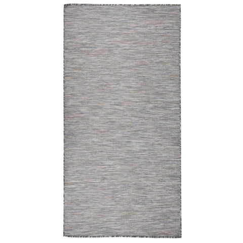 vidaXL Outdoor Flatweave Rug 100x200 cm Brown and Blue