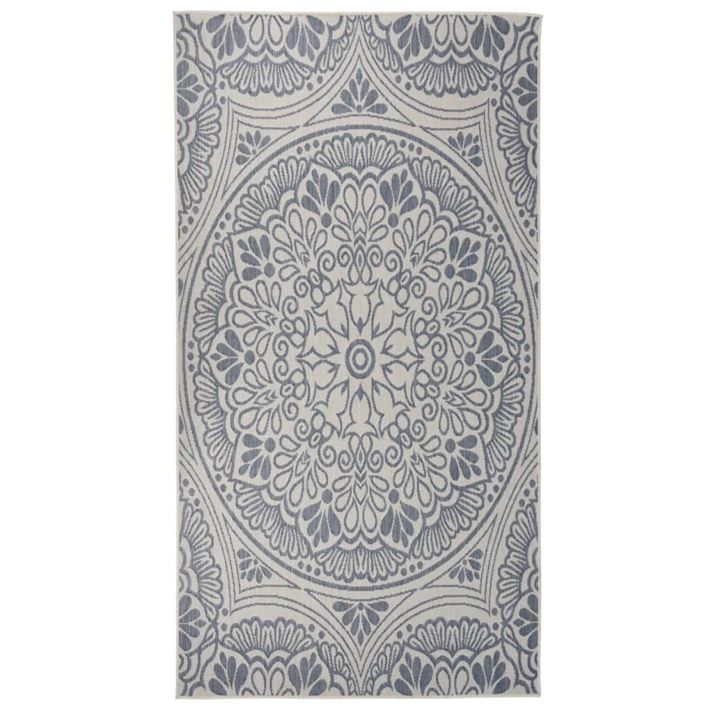 vidaXL Outdoor Flatweave Rug 80x150 cm Blue Pattern