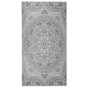 vidaXL Outdoor Flatweave Rug 80x150 cm Blue Pattern