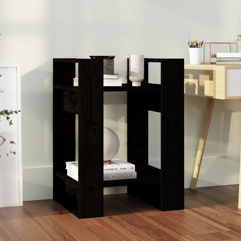 vidaXL Book Cabinet/Room Divider Black 41x35x57 cm Solid Wood Pine