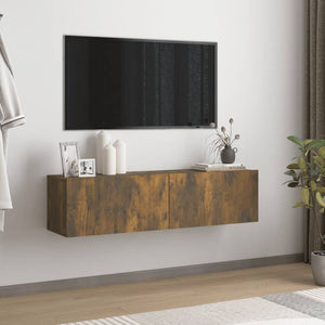 vidaXL TV Wall Cabinet Smoked Oak 120x30x30 cm Engineered Wood