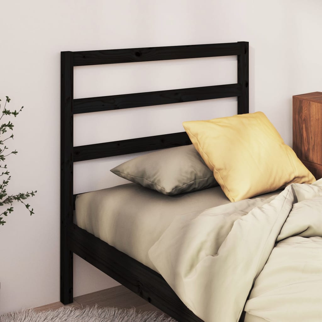 vidaXL Bed Headboard Black 81x4x100 cm Solid Wood Pine