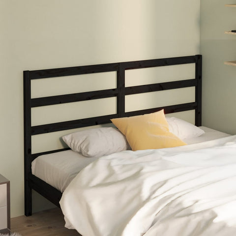 vidaXL Bed Headboard Black 126x4x100 cm Solid Wood Pine