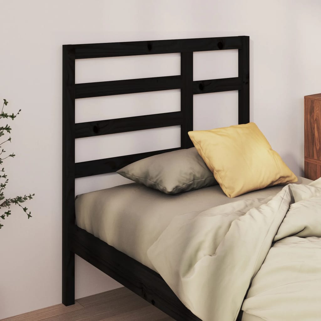 vidaXL Bed Headboard Black 96x4x104 cm Solid Wood Pine