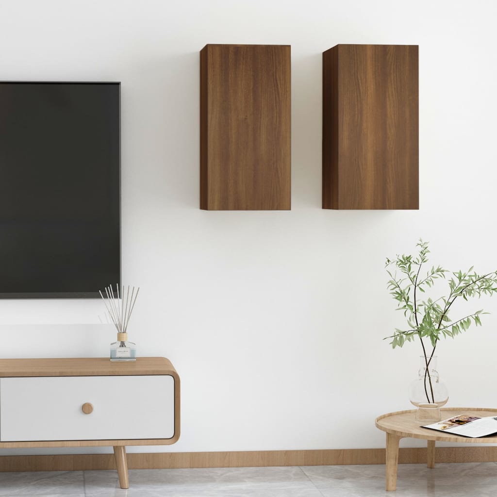 vidaXL TV Cabinets 2 pcs Brown Oak 30.5x30x60 cm Engineered Wood