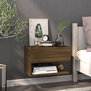 vidaXL Wall-mounted Bedside Cabinet Brown Oak