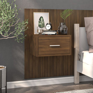 vidaXL Wall-mounted Bedside Cabinet Brown Oak