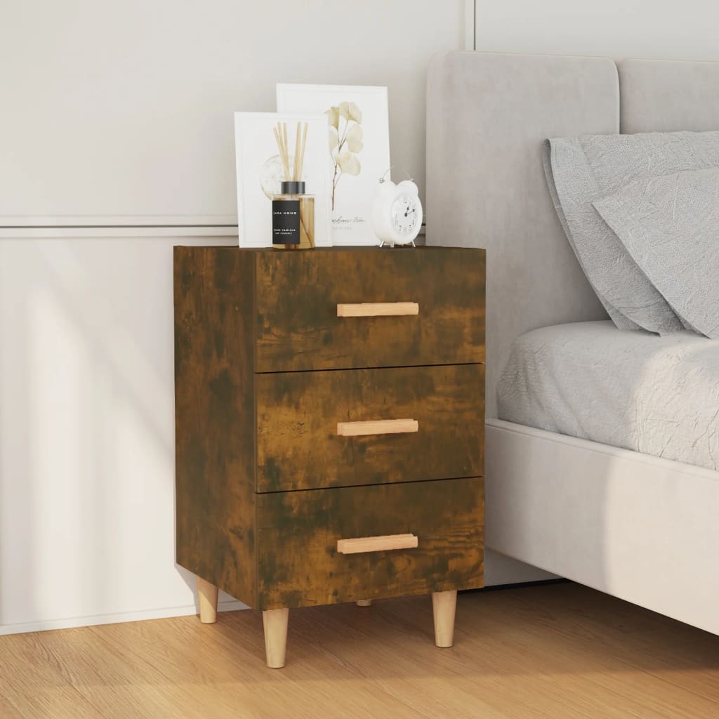 vidaXL Bedside Cabinet Smoked Oak 40x40x66 cm Engineered Wood