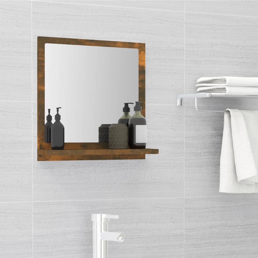 vidaXL Bathroom Mirror Smoked Oak 40x10.5x37 cm Engineered Wood