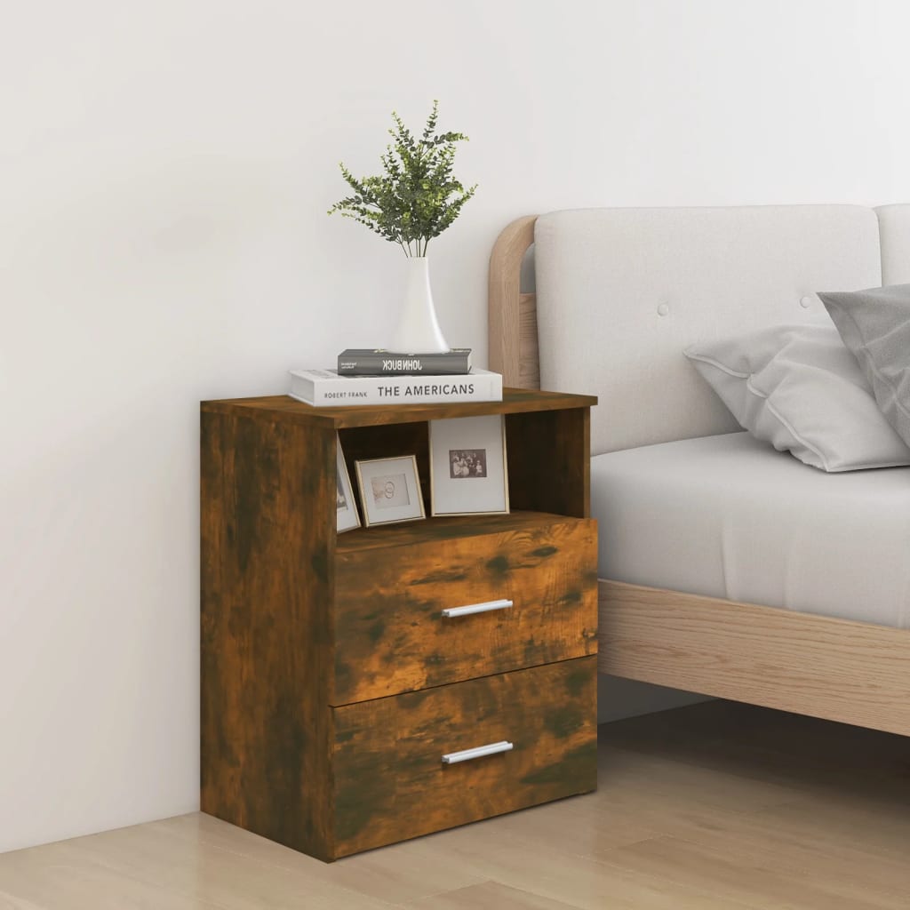 vidaXL Bed Cabinet Smoked Oak 50x32x60 cm