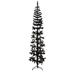 vidaXL Slim Artificial Half Christmas Tree with Stand Black 240 cm